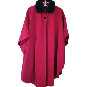 Red Cape Coat with Black Collar